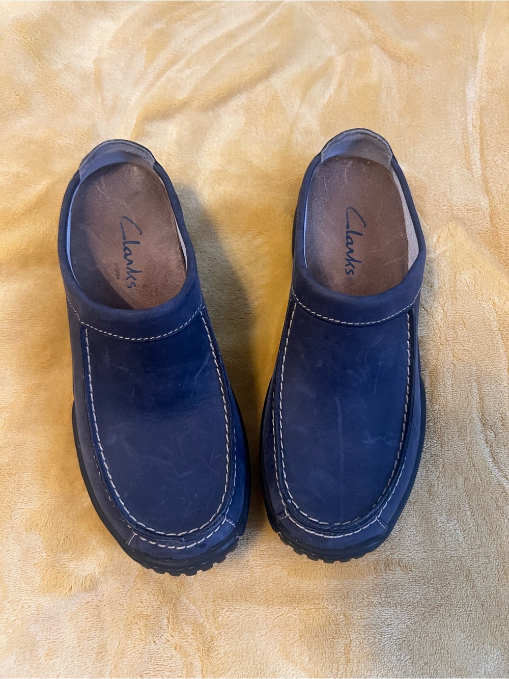 Clarks Women’s Blue Slip-On Suede Loafers
